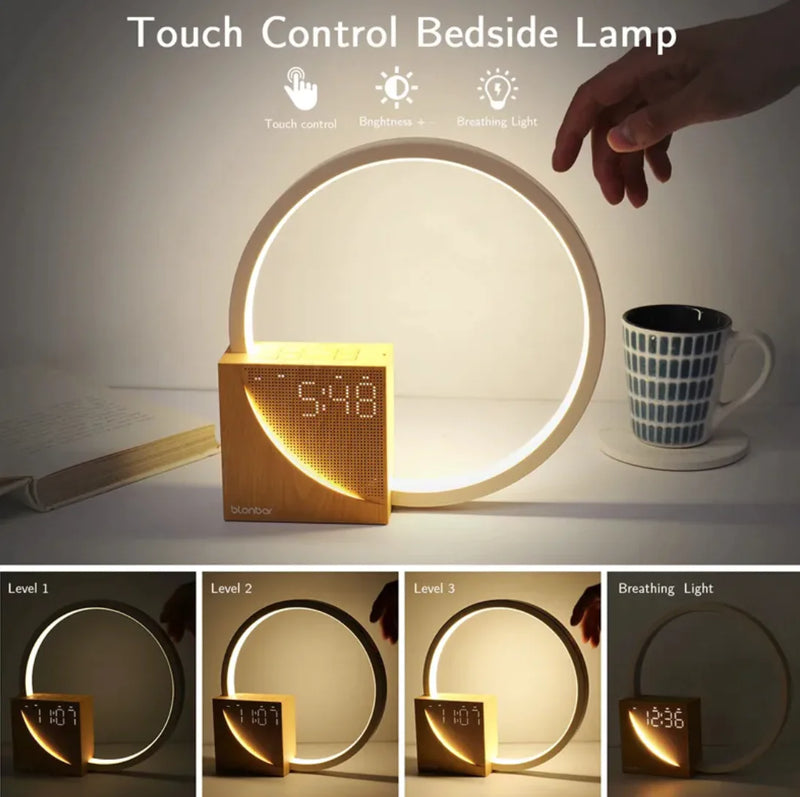 Touch Control Bedside Lamp with Alarm Clock