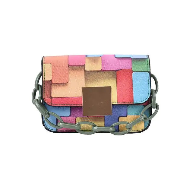 2021 Printed Panelled Shoulder Bag