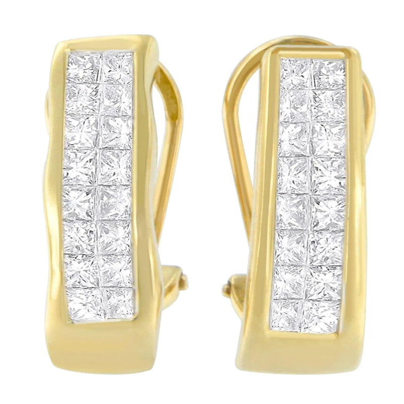 14K Yellow Gold 1 cttw Princess Cut Diamond Earrings (G-H, VS1-VS2)