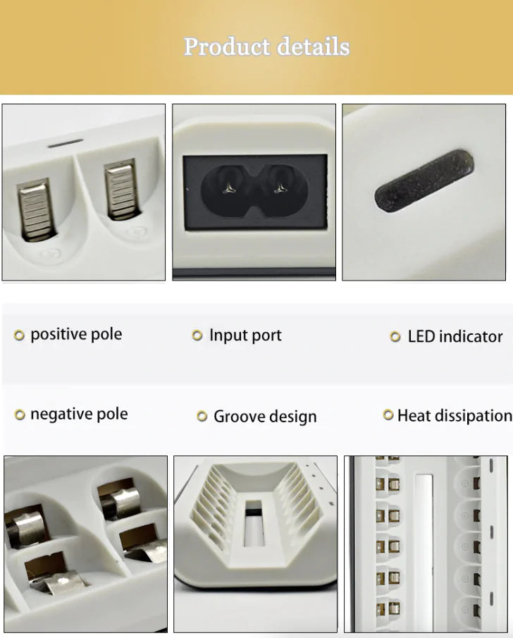 8 Slot Battery Charger For Ni-MH Ni-CD AA AAA Rechargeable Batteries Fast Charge