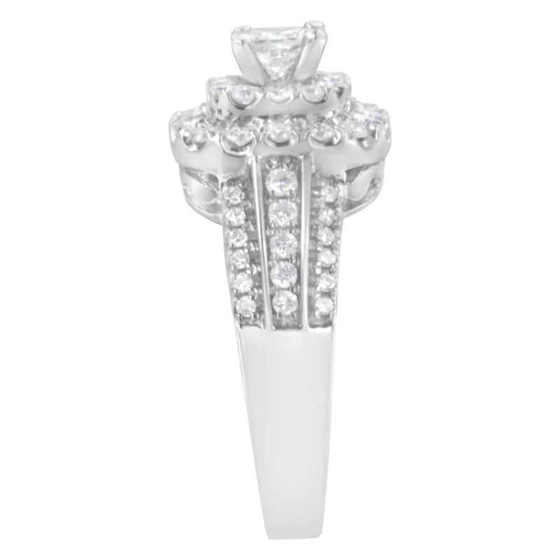 14KT White Gold Diamond Cluster Ring (1 cttw, H-I Color, I1-I2 Clarity)