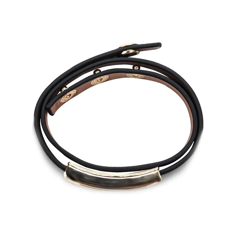 Buckled Leather Bracelet - Midnight Black