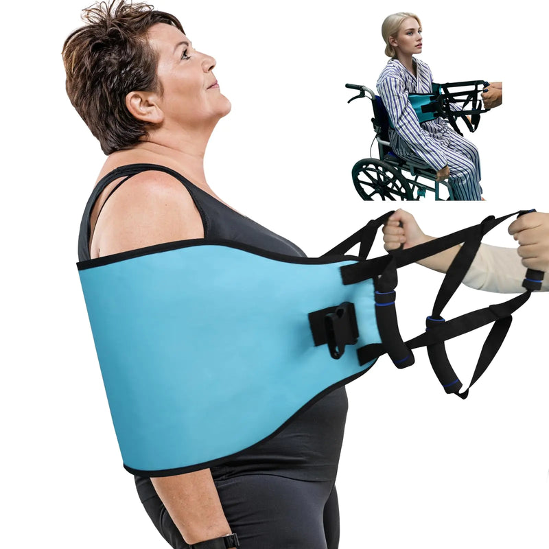 VobeNit Transfer Sling for Elderly Turnover Heavy Duty 380 pounds Lift Straps Patient Nursing SlingWaterproof Disabled Lifting Aid Bedridden Seniors Lift Assist Handicap Turning Bed Pad HarnessBlue