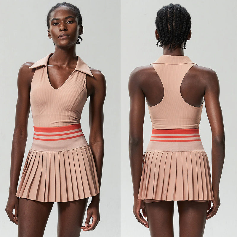 V-Collar High Waist Tennis Suit