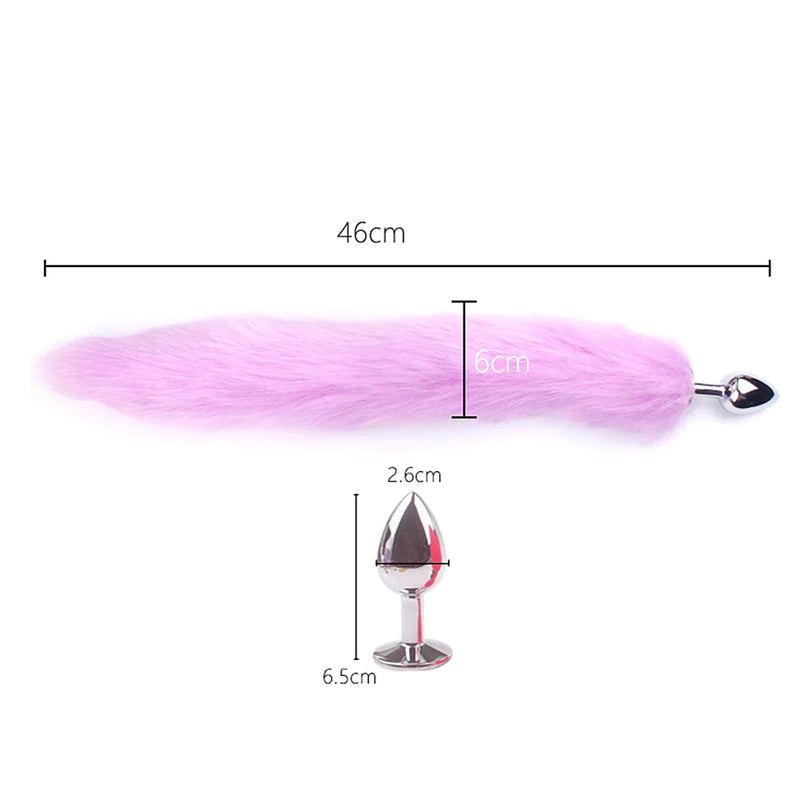 False Fox Tail With Metal Anal-Butt Plug Buttplug Cosplay Game Toy Games Romance