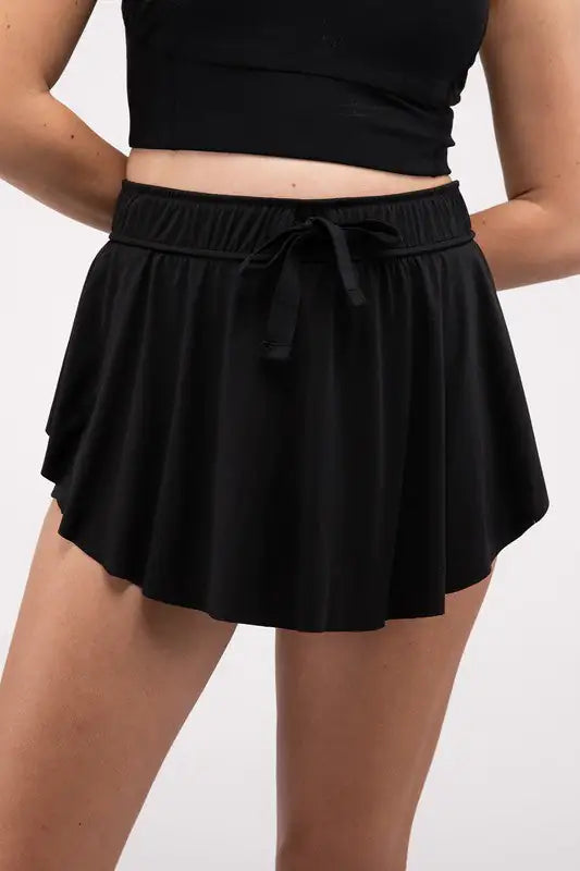 Zenana Ruffle Hem Tennis Skirt with Hidden Inner Pockets