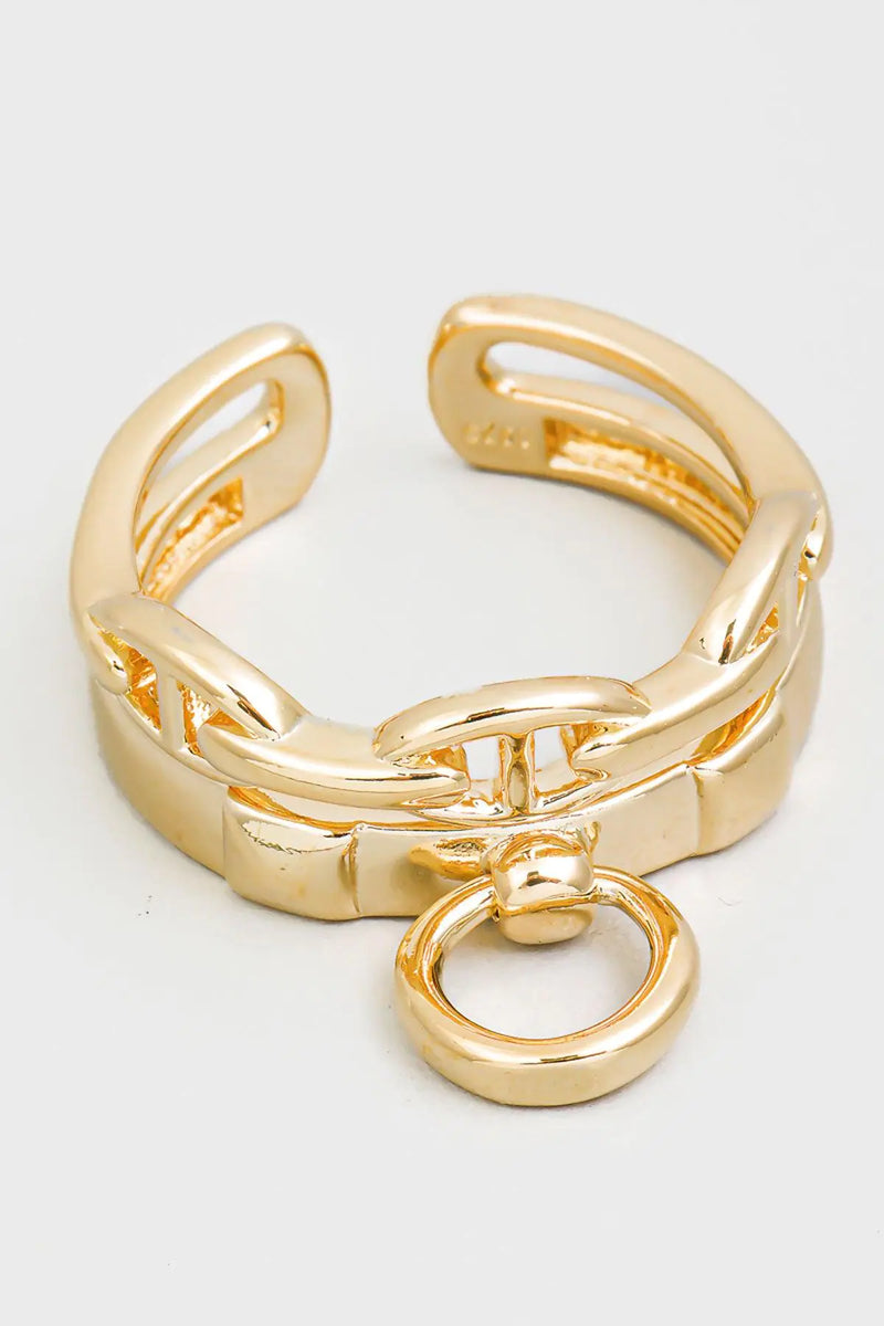 Double Band Mariner Chain Link Ring