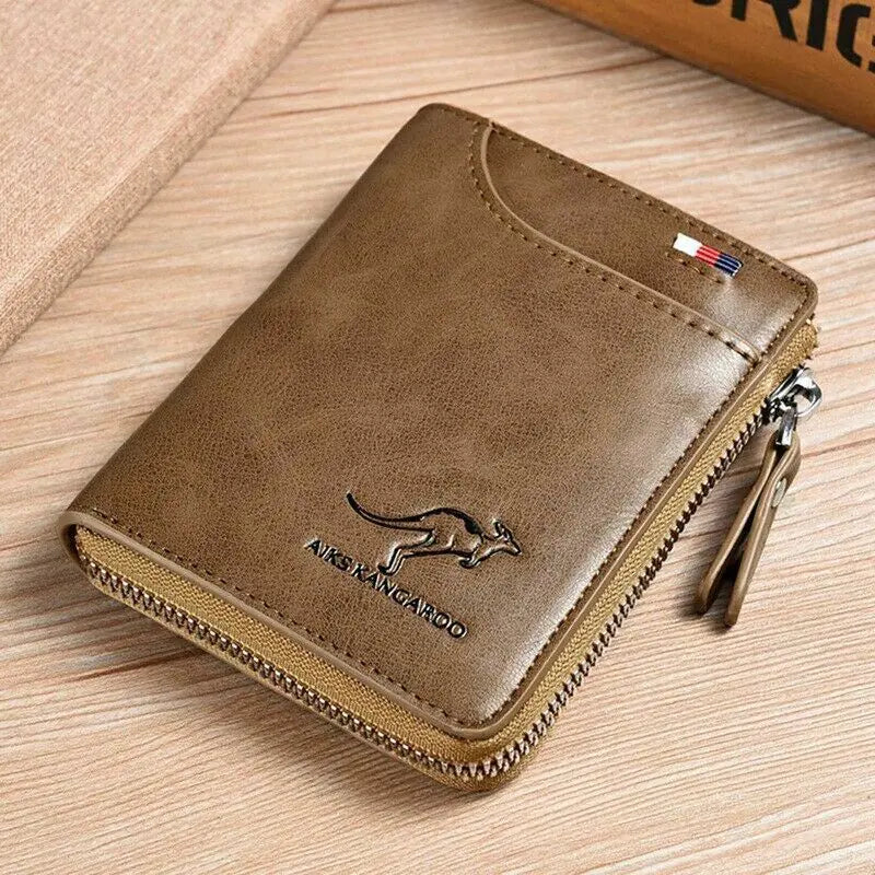 Mens RFID Blocking Leather Wallet Credit Card ID Holder Zipper Purse Waterproof