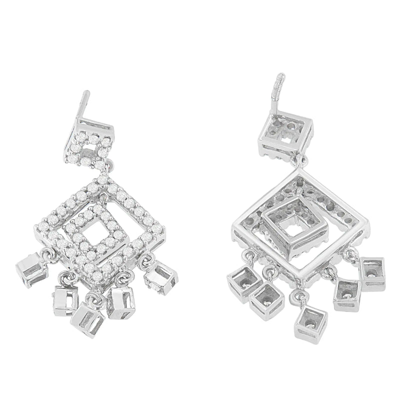 18K White Gold 1 cttw Diamond Dangle Earrings (H-I, I1-I2)