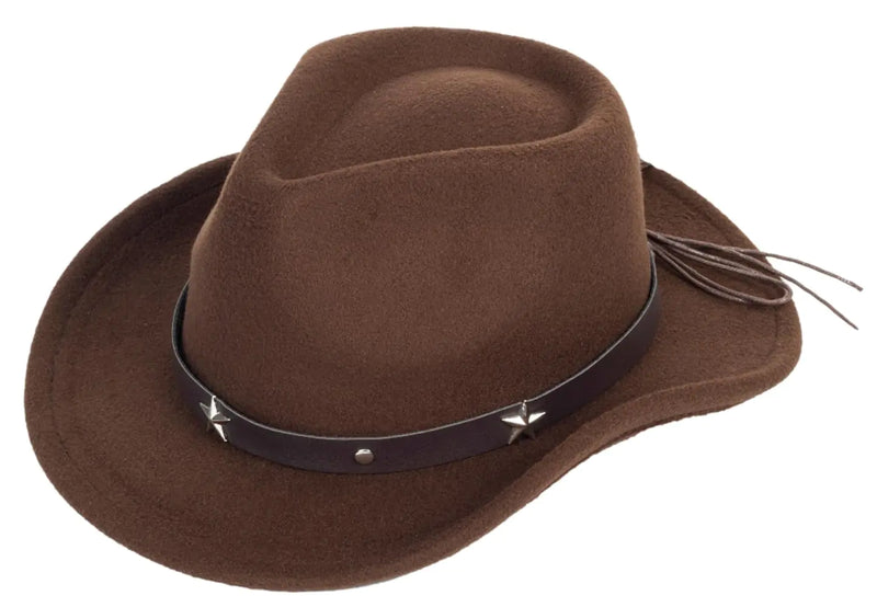 CaySep Boys-Girls-Western-Cowboy Hat - Wide-Brim-Felt-Fedora-Hat Jazz-Hat for Kids 3-7Years Coffee