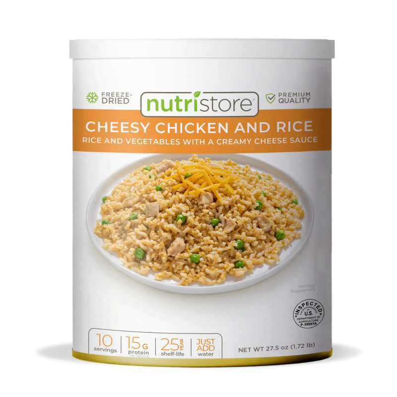 Nutristore Freeze-Dried Cheesy Chicken and Rice | Emergency Survival Bulk Food Storage Meal | Perfect for Everyday Quick Meals and Long-Term Storage | 25 Year Shelf Life | USDA Inspected (1-Pack)