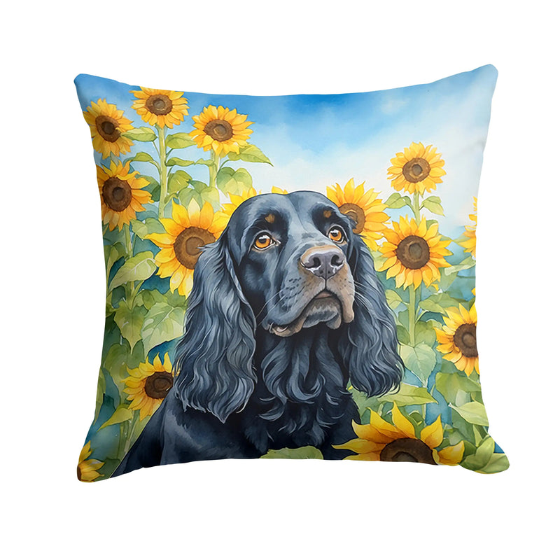 Cocker Spaniel in Sunflowers Throw Pillow