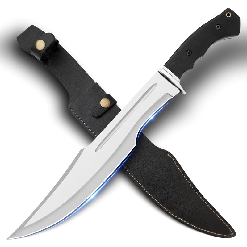 RISING CRAFTS 17.00" Crocodile Dundee Bowie Knife-Fixed Blade Knife With Sheath-Survival Knife-Hunting Knife-Tactical Knife for Camping Outdoor Bushcraft - Gift for Men