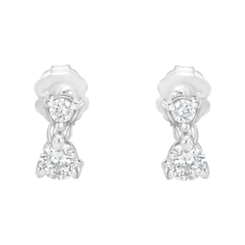 14KT White Gold 1/2 cttw Double Diamond Dangle Stud Earrings (H-I, I1-I2)