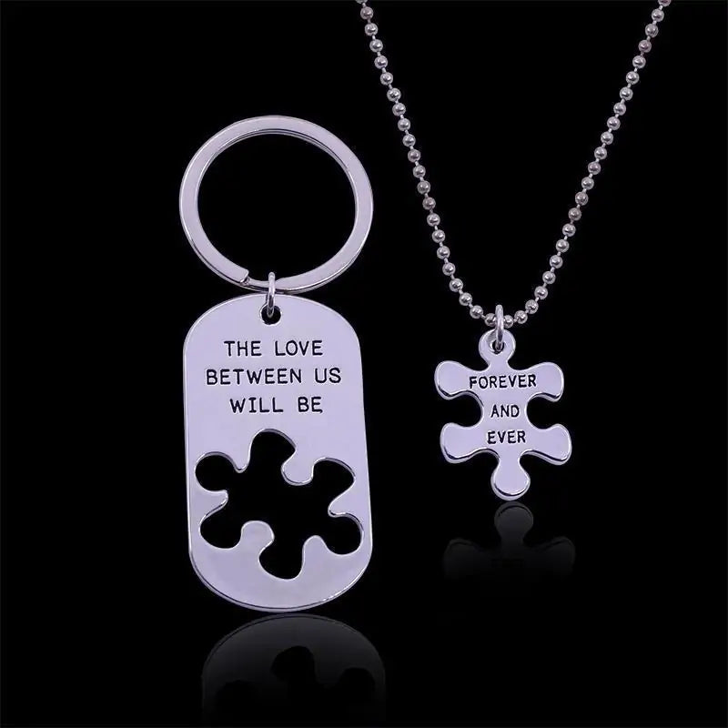 The Love Between Us Will Be Forever And Ever Necklace & Key Chain Set