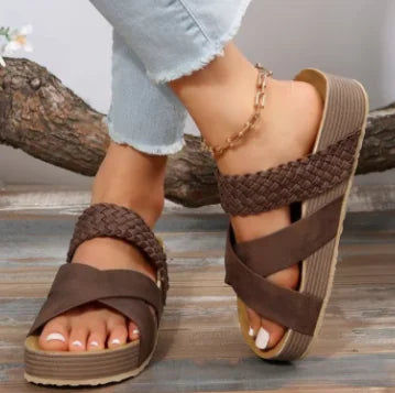 Woven Cross-strap Slippers For Women