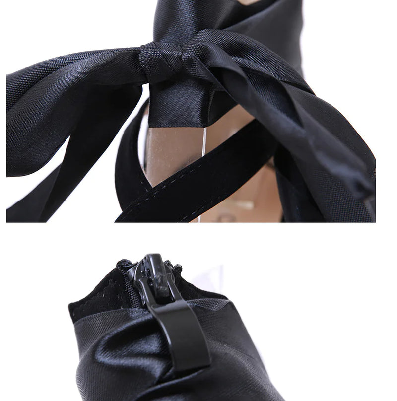 Comfortable Ribbon Sexy Pointed Toe Heeled Sandals