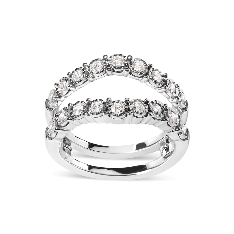 14k White Gold 1/2 Cttw Miracle Set Diamond Enhancer Wrap Ring Guard (H-I Color, I1-I2 Clarity)