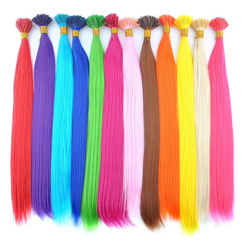 DENIYA Synthetic I Tip Keratin Fusion Hair Extensions Various Color 5G/Strand 50 Strands/Pack Keratin Tip Stick Hair Extensions (I-Tip 45cm) (50 Strand for Blonde)