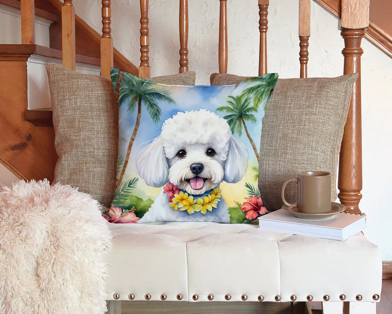 Bichon Frise Luau Throw Pillow