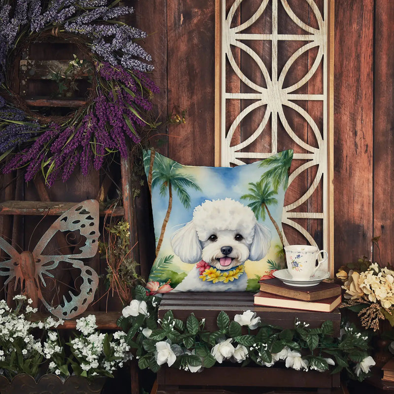 Bichon Frise Luau Throw Pillow