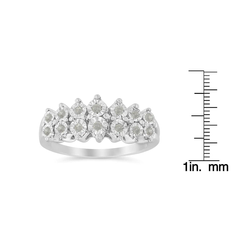 .925 Sterling Silver ¼ Cttw Miracle-Set Diamond Two Row Split Shank Modern Band Ring ( I-J Color, I3 Clarity)