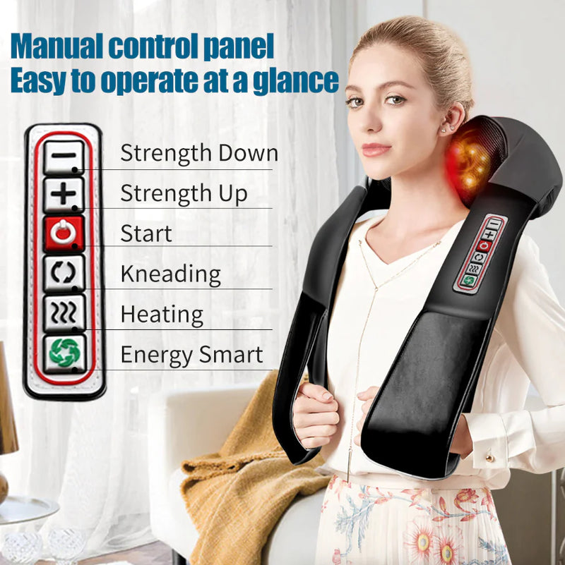 Shiatsu Back Neck and Shoulder Massager with Heat Deep Tissue 3D Kneading Pillow