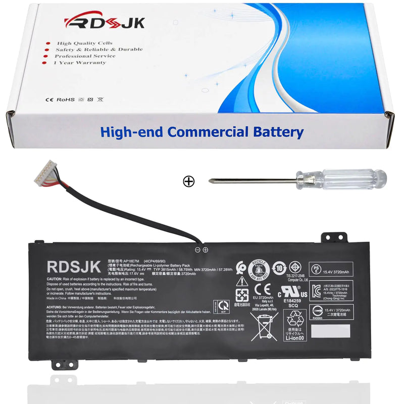 AP18E7M AP18E8M Laptop Battery for Acer Nitro 5 AN515-43 AN515-44 AN515-52 AN515-54 AN517-51 AN517-52 Nitro 7 AN715-51 Aspire 7 A715-74G Predator Helios 300 PH317-53 Triton 300 PT315-51 15.4V 58.75Wh