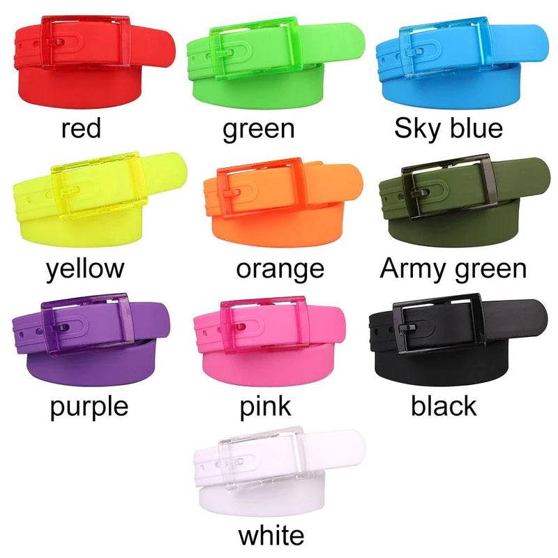 Adjustable Cut to Fit Rubber Plastic Jelly Silicone Casual Belt With Buckle USA