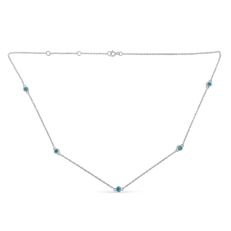 Sterling Silver Treated Diamond By Yard Necklace (1/2 cttw, Blue Color, I2-I3 Clarity)