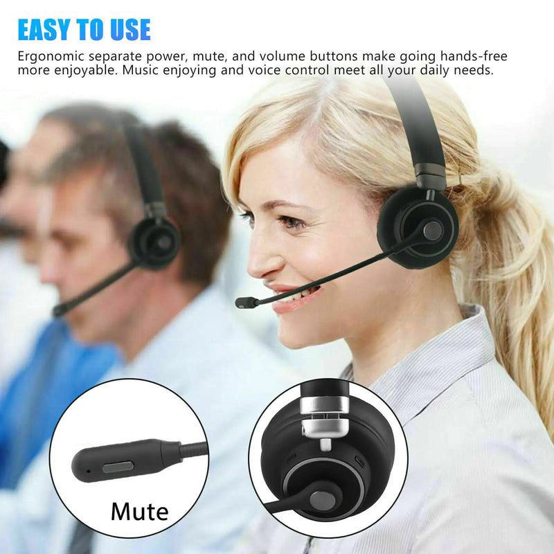 Wireless Headset Truck Driver Noise Cancelling Over-Head Bluetooth Headphones US