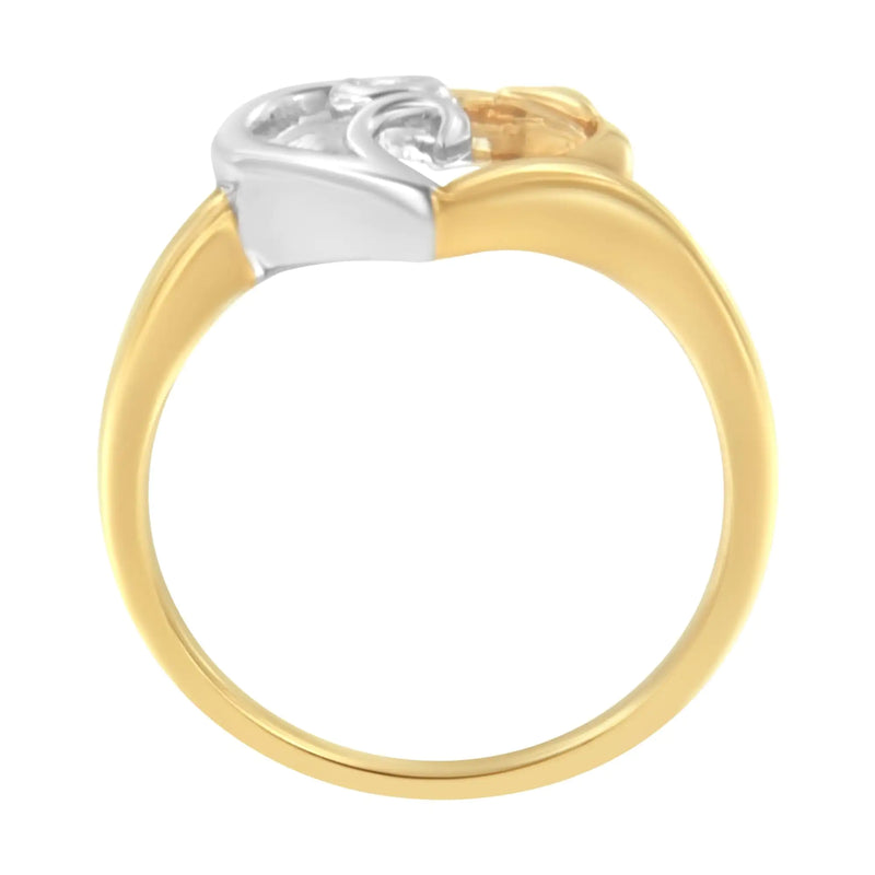 10K Two-Tone Gold Heart Ring