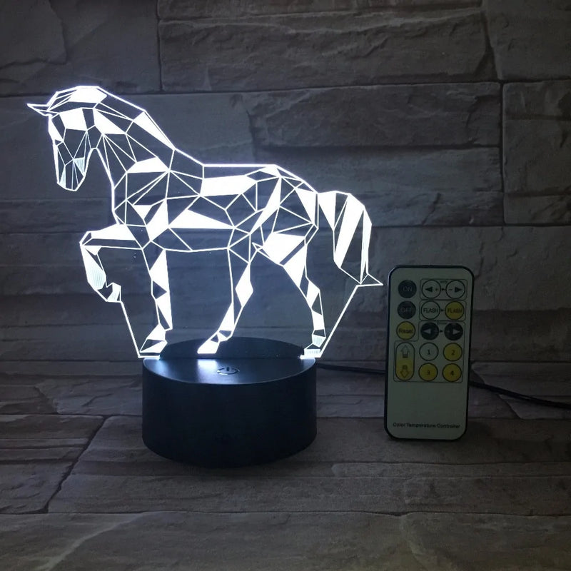 3D LED Race Horse Night Light