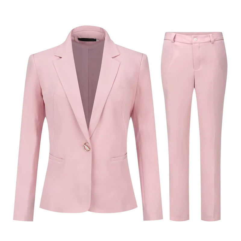 YUNCLOS Womens 2 Piece Office Work Suit Set One Button Blazer and Pants Light Pink