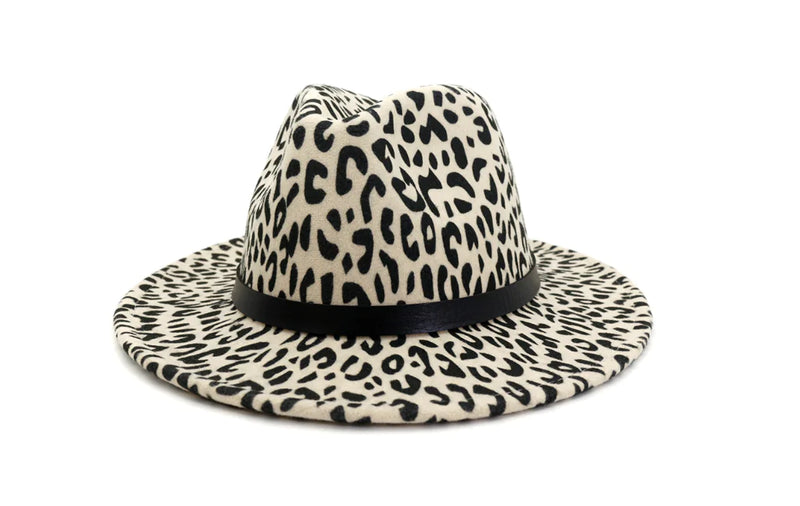 Leopard Print Jazz Hat for Couples - Wool Fedora MNDJS192
