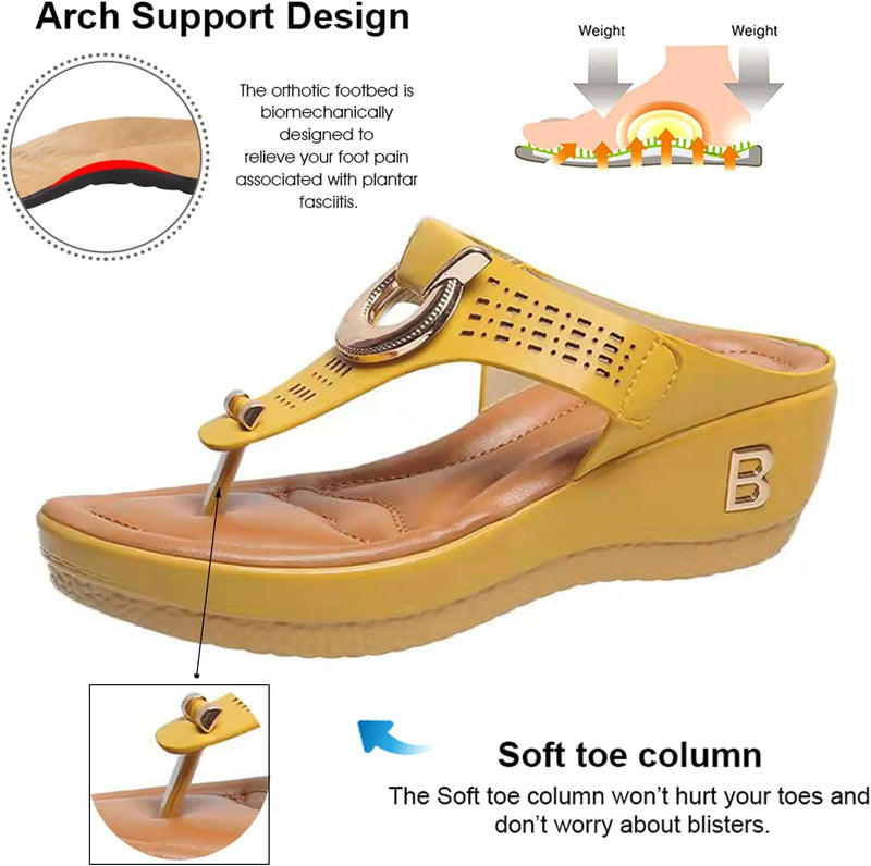 Low-Wedge Women Orthopedic Sandals Casual Flat Shoes Flip Flops Ladies Anti-Slip