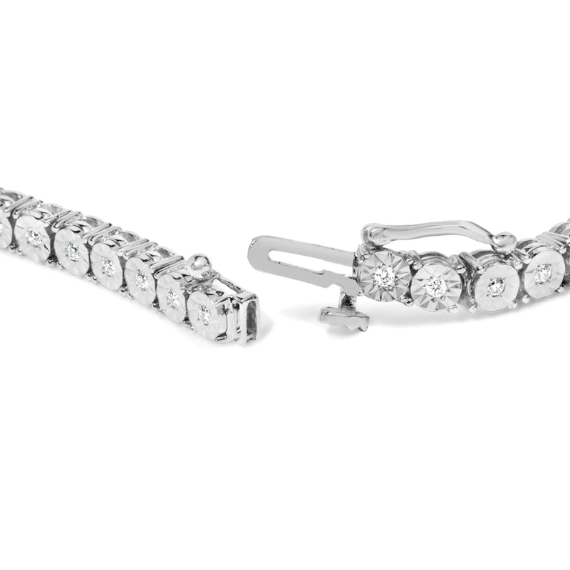 .925 Sterling Silver Lab Grown Diamond Illusion-Set Miracle Plate Tennis Bracelet - 7.25" Inches