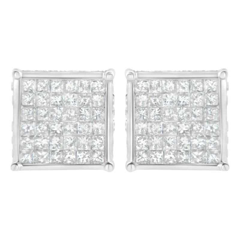 10K White Gold 2ct TDW Princess-Cut Composite Diamond Stud Earring (I-J ,I2-I3)