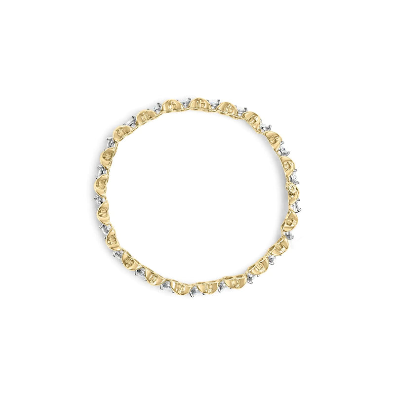 14K Yellow Gold 5.00 Cttw Round-Cut Diamond X-Link 7.5" Bracelet (J-K Color, I1-I2 Clarity)