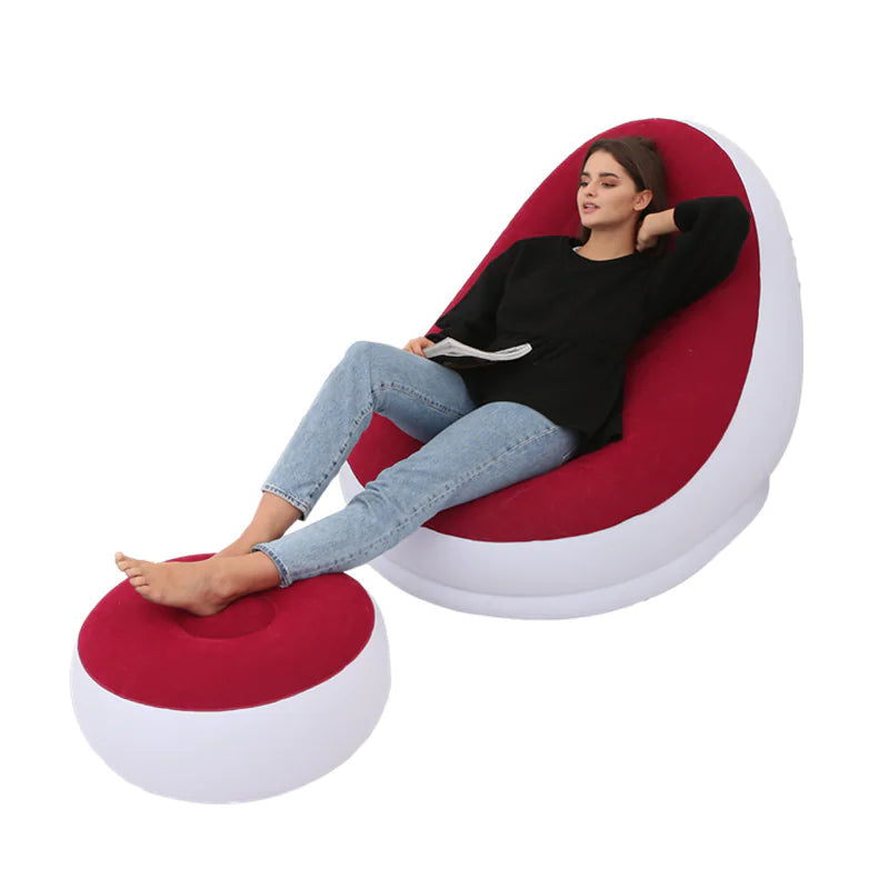 Thick Inflatable Lazy Sofa with Footstool