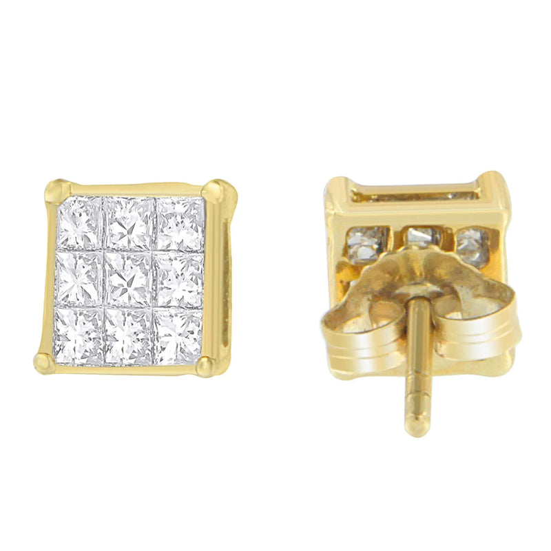 14K Yellow Gold 1/2 cttw Princess Cut Diamond Earrings (H-I, VS1-VS2)