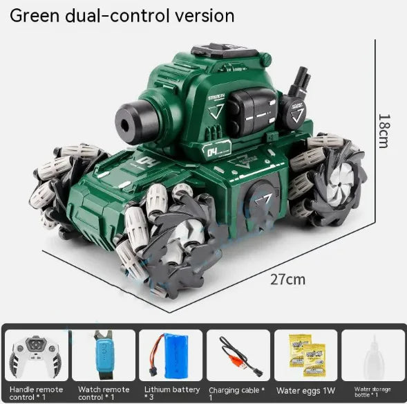 Remote Control Tank Toy with Lights and Water Bombs