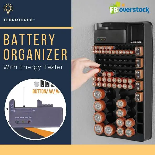 TrendTechs? Battery Organizer With Energy Tester