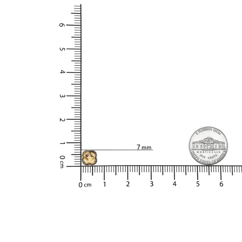 18K Yellow Gold 1/2 Cttw  Brown Diamond and 11x11mm Clover-Cut Yellow Citrine Gemstone Clover Halo Stud Earrings (Brown Color, SI1-SI2 Clarity)