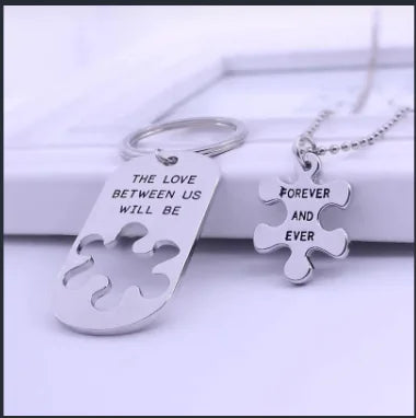 The Love Between Us Will Be Forever And Ever Necklace & Key Chain Set