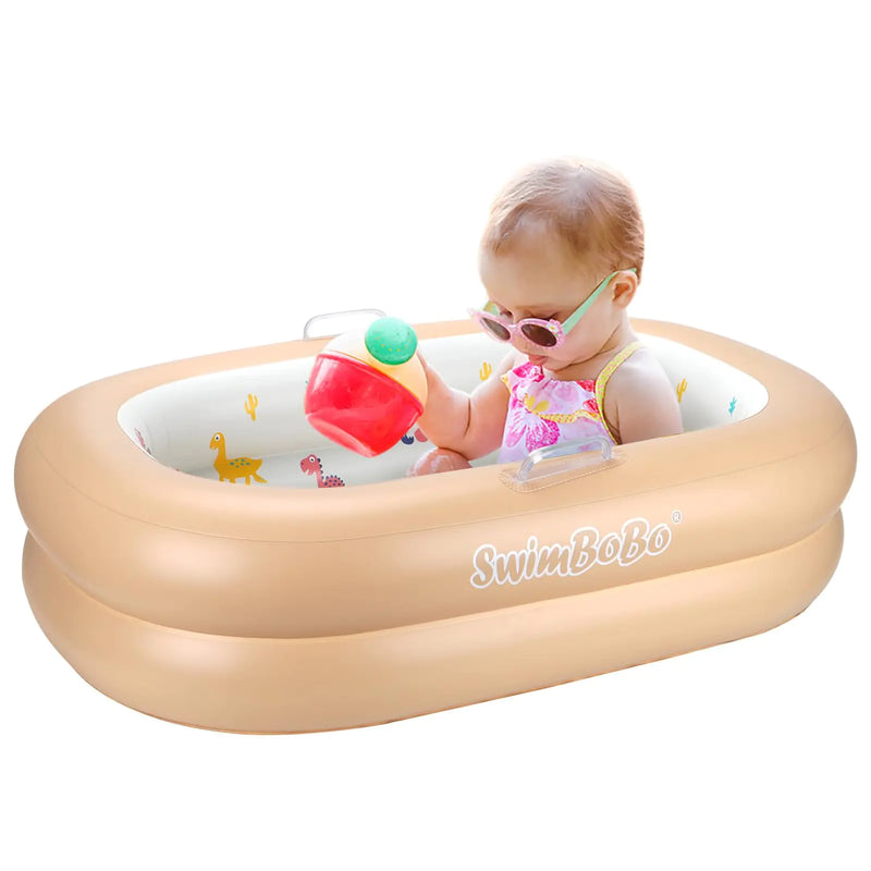 Swimbobo Inflatable Baby Bathtub – Soft Portable Baby Bath for Infants and Toddlers Easy to Inflate Waterproof Ideal for Home and Travel (Basic)