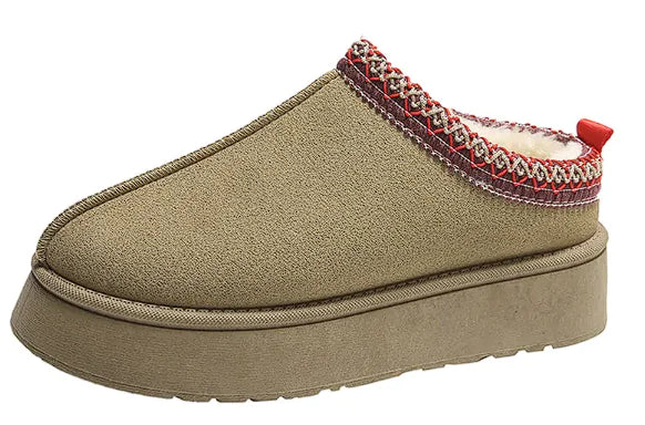 Baotou Plush Half Slippers Home Snow Boots Women&