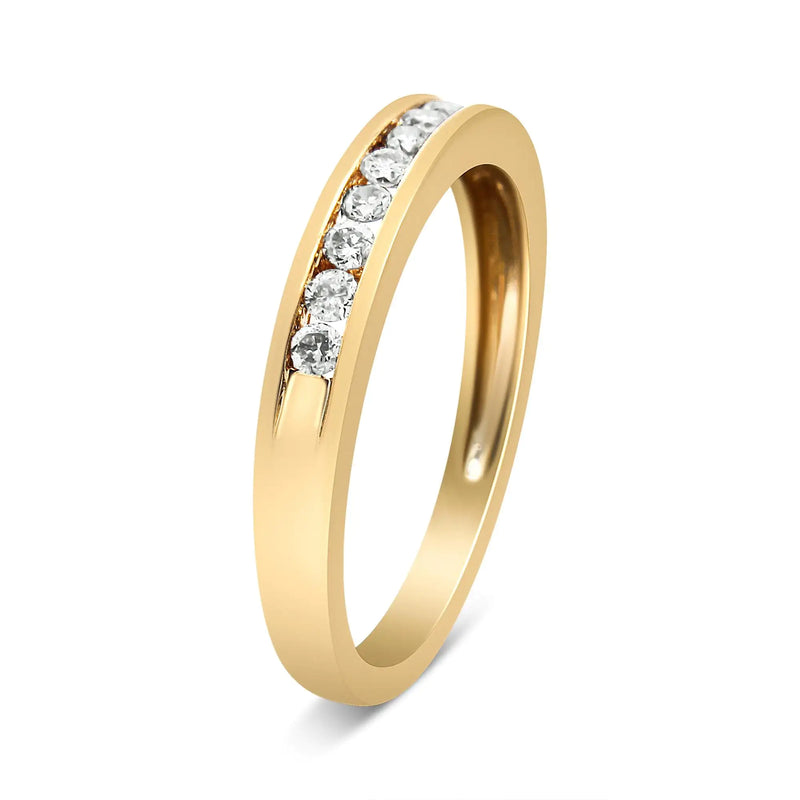 IGI Certified 1/4 Cttw Diamond 10K Yellow Gold Channel Set Band Style Ring (J-K Color, I2-I3 Clarity)