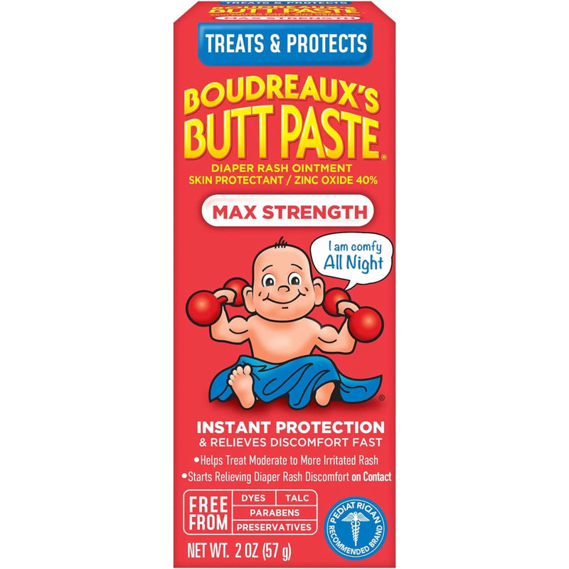 Boudreauxs Maximum Strength Butt Paste Relieves and Prevents Diaper Rash 2oz Tube (Pack of 1)