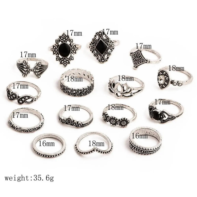 Retro Knuckle Bohemian Ring Set